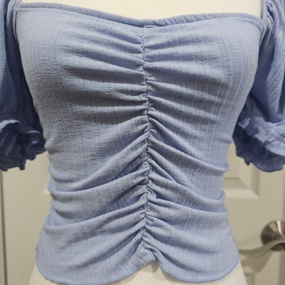 Urban Outfitters Milkmaid Top Ruched Smocked Puff Sleeve Size L - Picture 2 of 8
